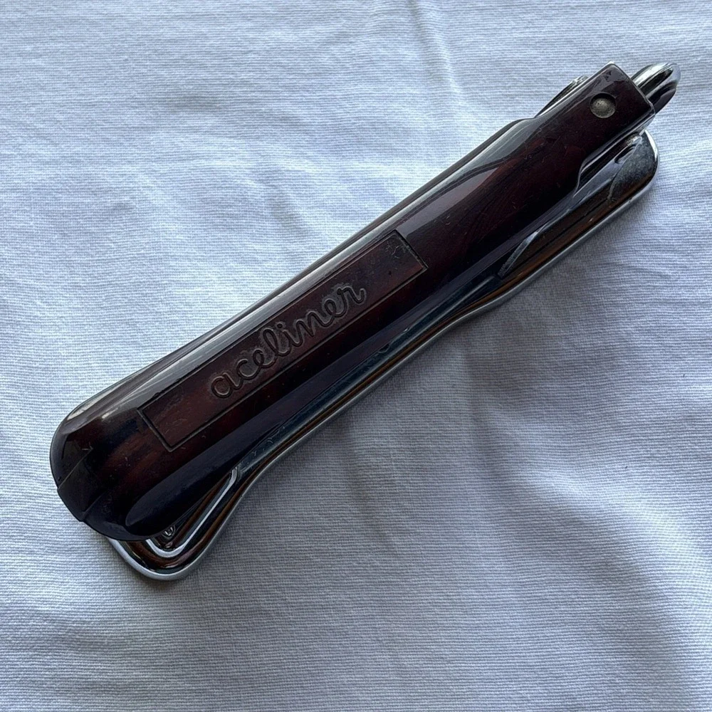 Ace Liner 502 Vintage Stapler Brown Swirl Marble Bakelite & Chrome Made In USA